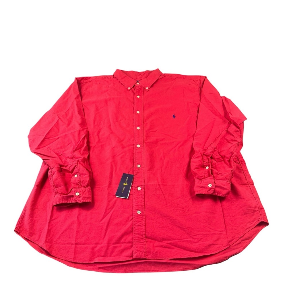 Polo‎ Ralph Lauren Red Cotton Pony Logo L/S Button Front 3XLB NWT